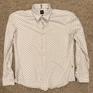 BOSS White Men's Printed Slim-Fit Shirt in Performance-Stretch Jersey Sz Large